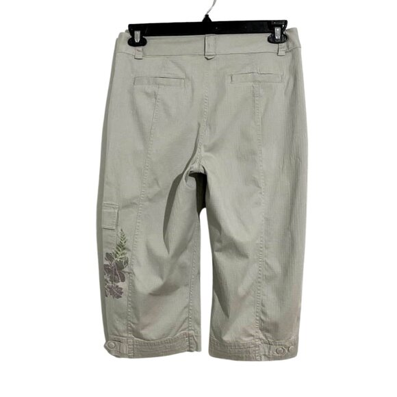 Coldwater Creek Khaki Capri Crop Cotton Cargo Pants Flower Leg - Picture 6 of 15